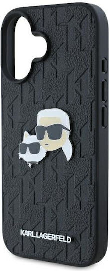Karl Lagerfeld Monogram Karl&chaoupette Head Pin Umschlag Rückseite Kunststoff Schwarz (iPhone 16)