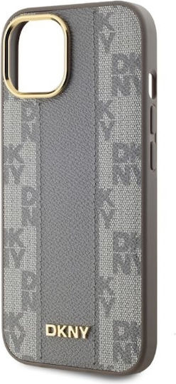 DKNY Checkered Pattern Umschlag Rückseite Synthetisches Leder / Leder Beige (iPhone 15)