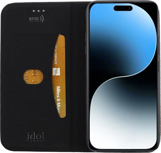 Idol 1991 Elite Anti-rfid Buchen Sie Synthetisches Leder / Silikon Schwarz (iPhone 17 Pro Max / iPhone 17 Pro / iPhone 16 Pro Max)
