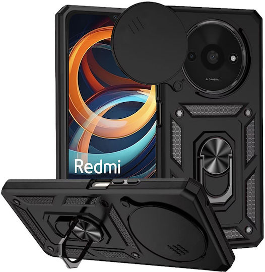 Techsuit Camshield Задна корица Силикон / Пластмаса Черен (Xiaomi Redmi A3)