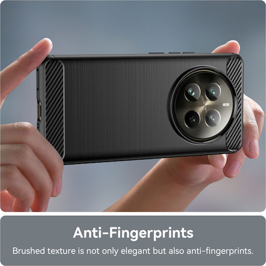 Techsuit Carbon Umschlag Rückseite Silikon Schwarz (Realme 12 Pro / 12 Pro+)