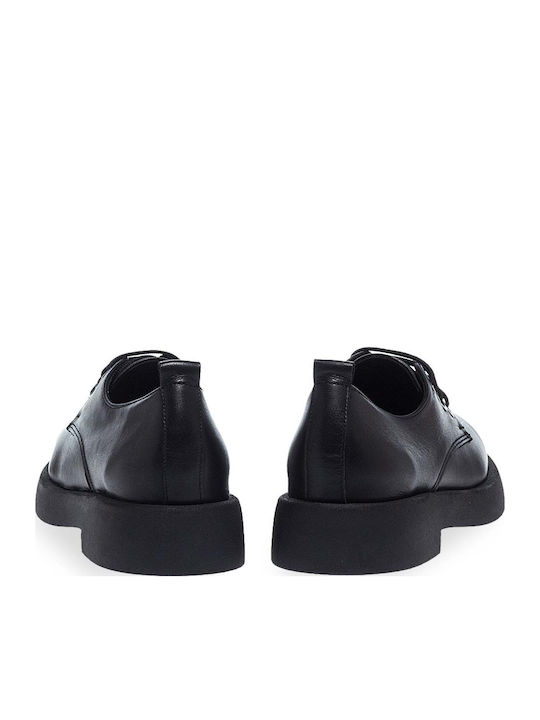 Δερμάτινα Γυναικεία Oxfords σε Μαύρο Χρώμα