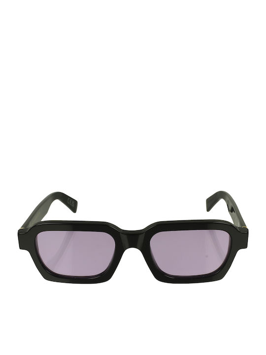 Retrosuperfuture Caro 7C7 Unisex Sunglasses with Black Plastic Frame and Purple Lens CARO-7C7