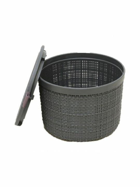 Recipient rotund din iută cu capac 2l Ø17x13cm gri închis