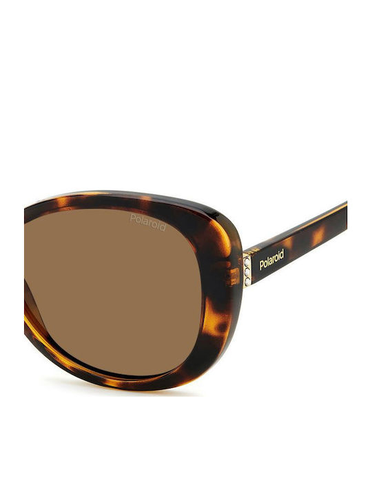 Polaroid Damen Sonnenbrille mit Braun Schildkröte Kunststoff Gestell und Braun Polarisiert Linse PLD4154/S/X 086/SP