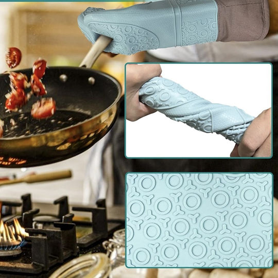 Mănușă De Bucătărie Din Silicon Pufo Cuisine Grill Cuptor Captusită 35 Cm Verde