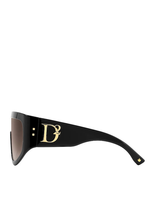 Dsquared2 Unisex Sunglasses with Black Plastic Frame and Brown Gradient Lens D2 0149/S 807/HA