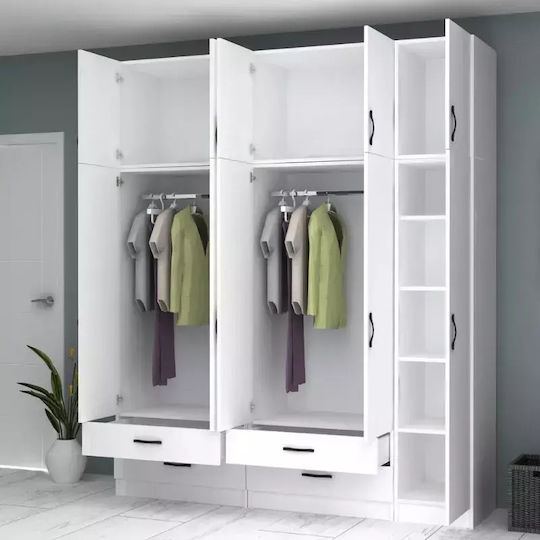 Ricardo Πεντάφυλλη Ντουλάπα με Πατάρι 200x51.8x240cm Λευκό Ricardo Πεντάφυλλη Ντουλάπα με Πατάρι 200x51.8x240cm Λευκό
