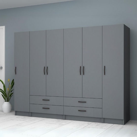 Sechs Türen Kleiderschrank Ricardo Charcoal 240x51.8x181cm
