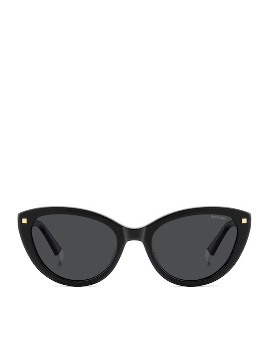 Polaroid Women Sunglasses with Black Horn-Rimmed Frame and Grey Polarized Lens