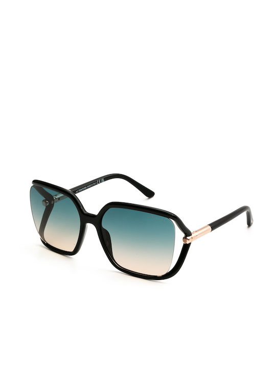 Tom Ford Women's Sunglasses with Black Plastic Frame and Blue Gradient Lens FT1089 01P