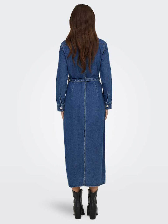 Only Life Summer Maxi Shirt Dress Dress Blue