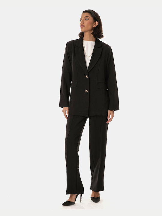 Women's Suit Jacket Trousers Black Black