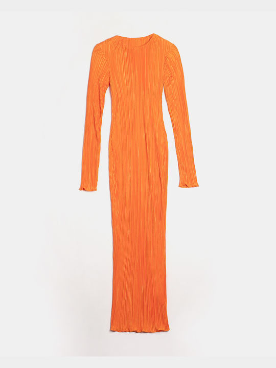 Maxi Long-Sleeve Dress Orange Orange