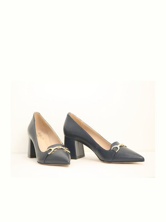 Fardoulis Leather Blue Medium Heels