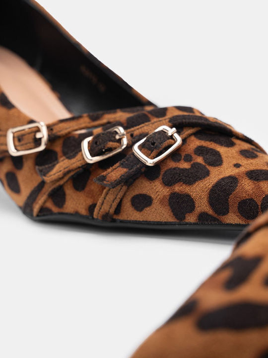 Alta Moda Brown Heels with Strap Animal Print