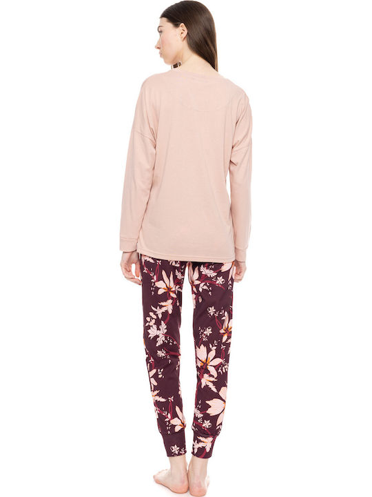 Pink Label Winter Damen Pyjama-Set Salmon