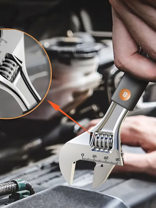 Deli French Wrench with Adjustable Opening 30mm and Anti-Slip Handle 200mm