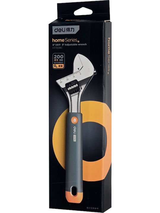 Deli French Wrench with Adjustable Opening 30mm and Anti-Slip Handle 200mm