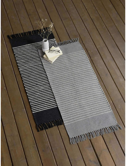 Nima Issa Χαλί Ορθογώνιο Βαμβακερό με Κρόσια Beige 60x130cm