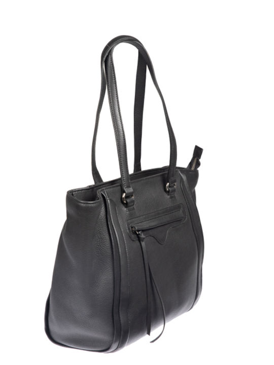 Leder Damentasche Schultertasche Schwarz