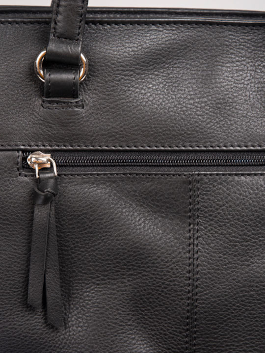 Leder Damentasche Schultertasche Schwarz