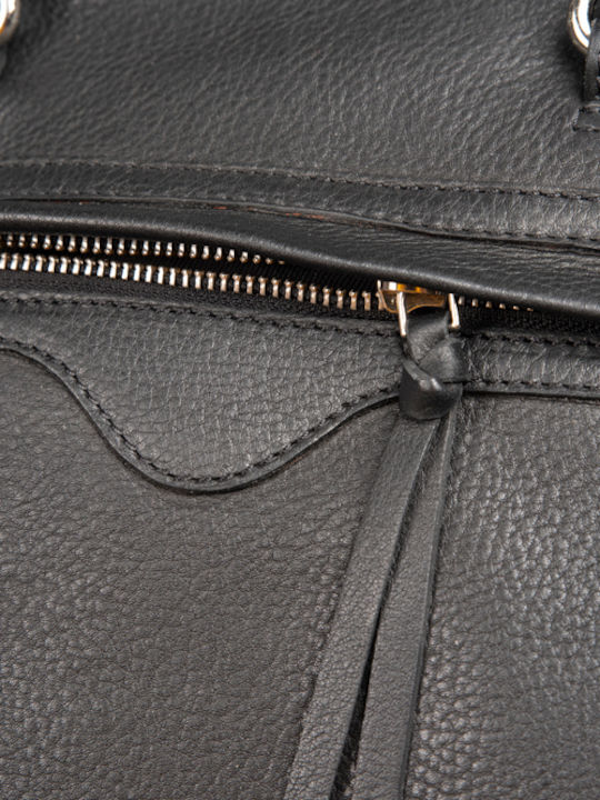 Leder Damentasche Schultertasche Schwarz