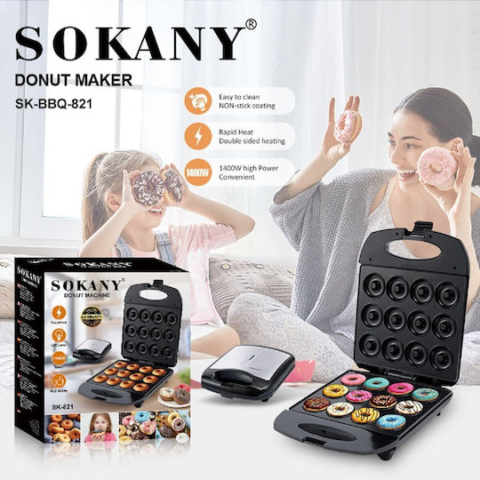 Sokany Συσκευή για Ντόνατς 16 Θέσεων 1200W Μαύρη