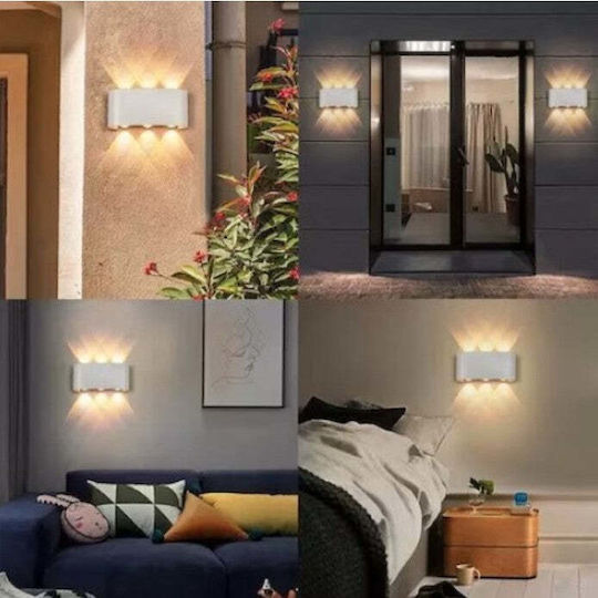 Wall Mounted Light Flippy Interior Exterior Moisture Resistant 8 W Warm Light Aluminum White 22x8 Cm