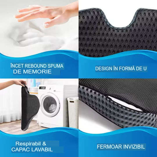 Pernă Ortopedică din Spumă cu Memorie 4D Qfc-040 Arvada Ergosupport Dimensiune Compactă 7.5x2cm Dimensiuni 50x43x7.5 Cm Husă Respirabilă Detasabilă Design Ergonomic Husă Neagră