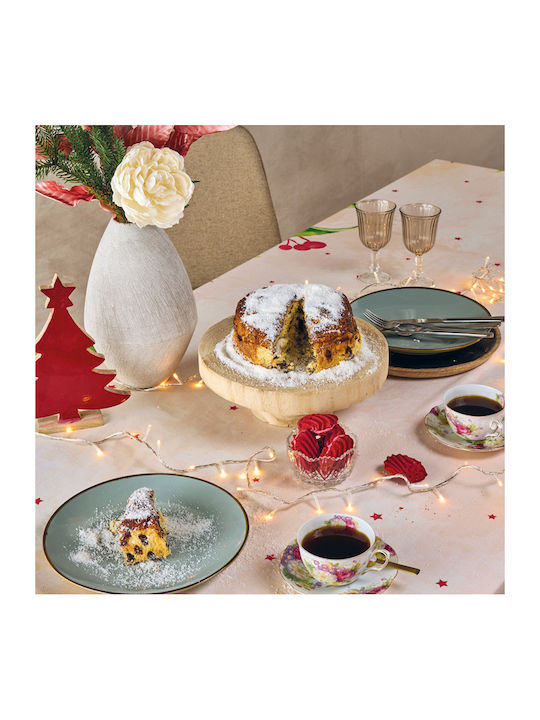 Kentia Snow Christmas Tablecloth Fabric Beige L160xW280cm.