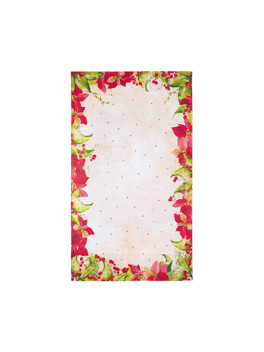 Kentia Snow Christmas Tablecloth Fabric Beige L160xW280cm.