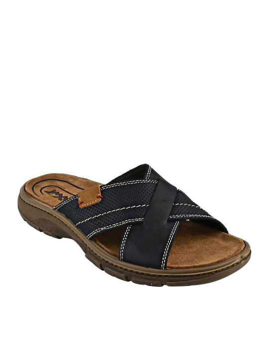 Leder Herrensandalen in Blau Farbe