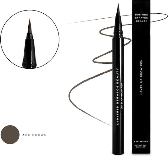 Dimitris Stratos Beauty Level Up Brow Waterproof Pen for Eyebrows Ash Brown 5ml