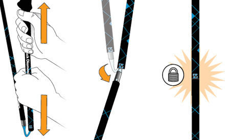 Black Diamond Pair of Compact Aluminum Fast Lock Trekking Poles with 3 Sections Diamond Distance Z Black 201gr