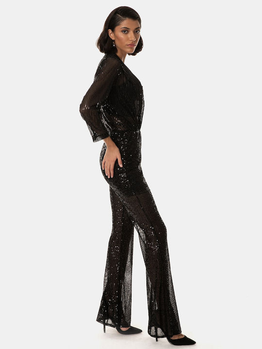 Kurzer Kimono mit Pailletten Schwarz Schwarz