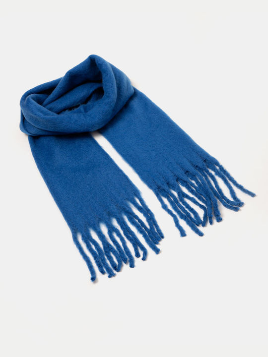 Solid Color Scarf with Fringes Electric Blue Electric Blue