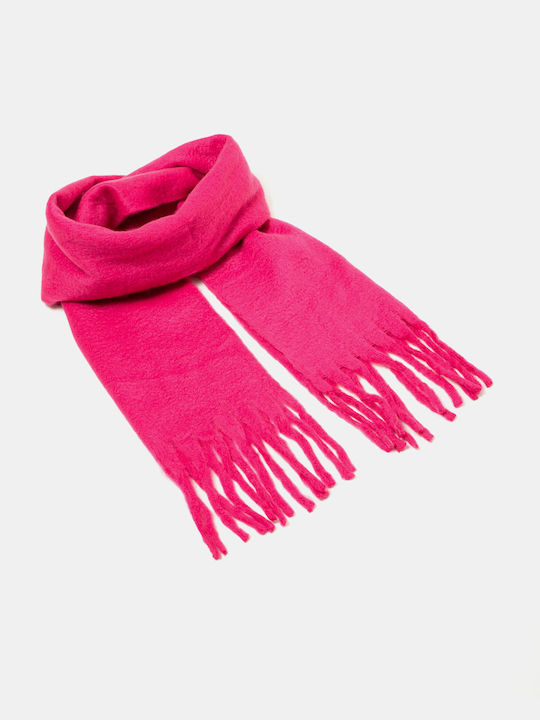 Unifarbener Schal mit Fransen Fuchsia Fuchsia