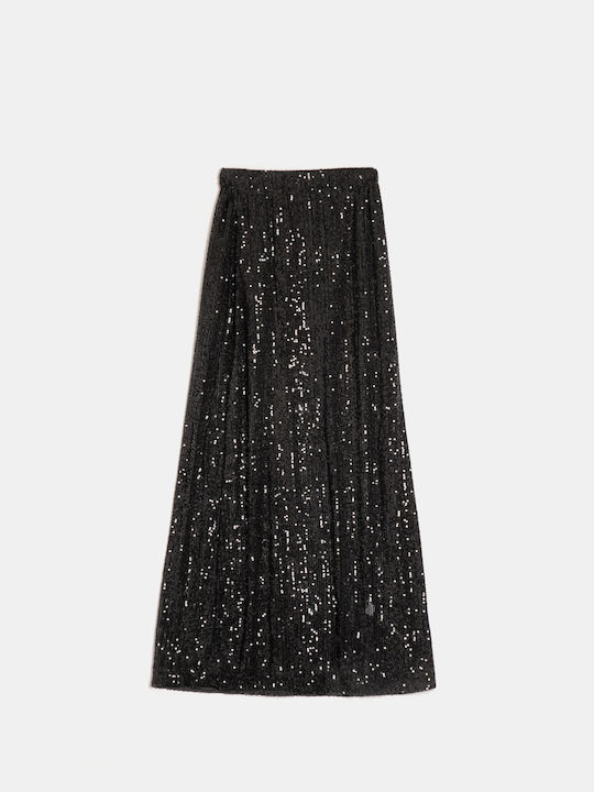 Maxi Sequin Skirt Black Black