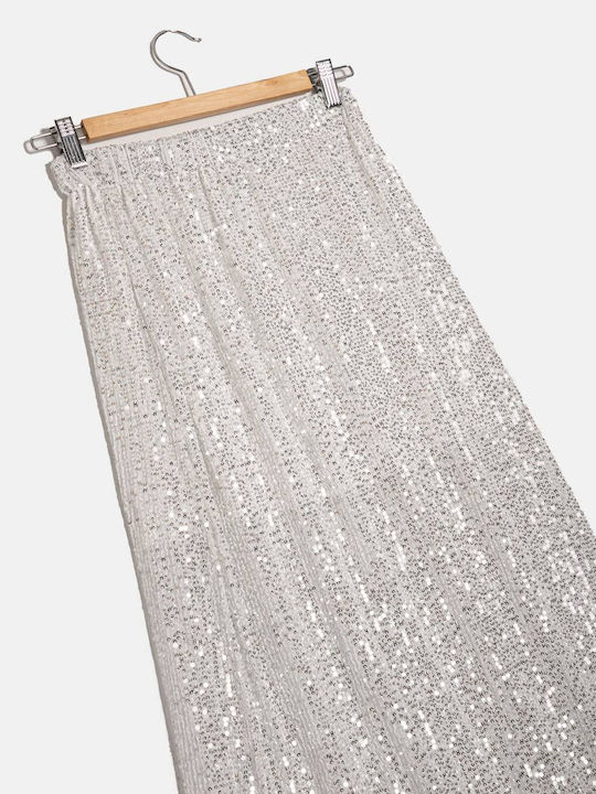 Maxi-Paillettenrock Silber Silber
