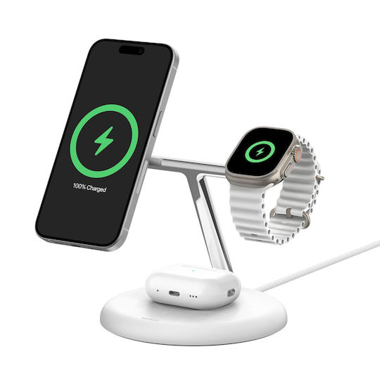 Belkin Безжично зарядно устройство Qi2 15W Power Delivery Бял (Boost Charge Pro)