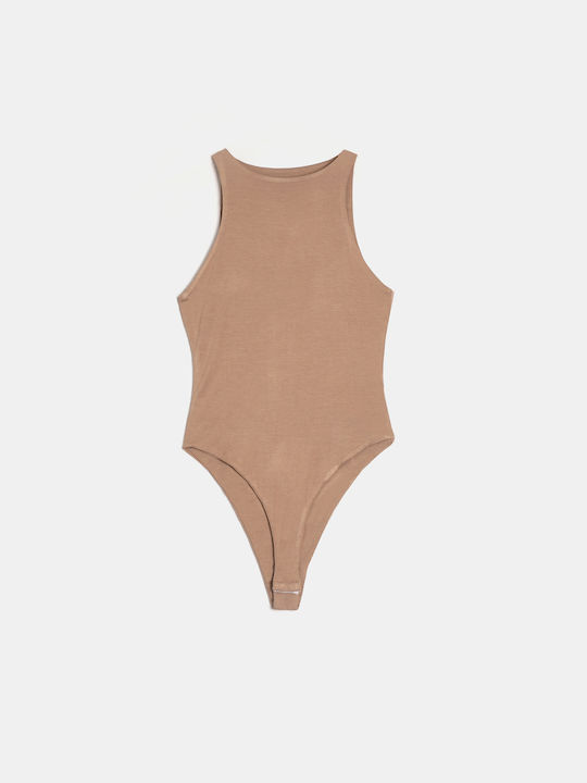 Sleeveless Bodysuit Beige Beige