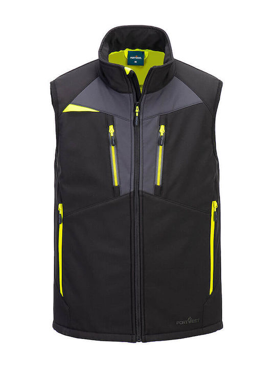 Portwest Men's Waterproof Softshell Safety Vest with Reflective Tapes Black