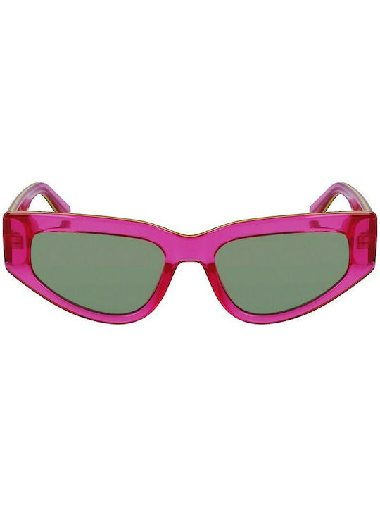 Calvin Klein De damă Ochelari de soare cu Roz Din plastic Cadru și Verde Lentilă CKJ23603S 675