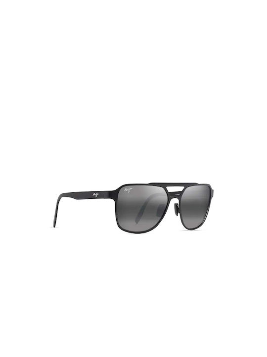 Maui Jim Herren Sonnenbrillen mit Schwarz Metall Gestell und Schwarz Linse 607-02