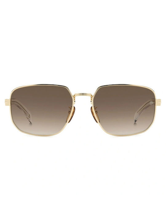 David Beckham Sunglasses with Gold Metal Frame and Brown Gradient Lens DB 7121/G/S LOJ/HA