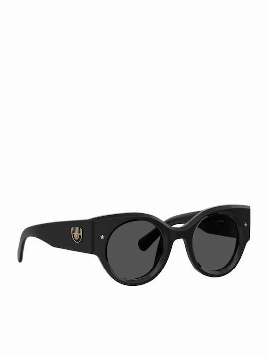 Chiara Ferragni Women's Sunglasses with Black Plastic Frame and Gray Lens