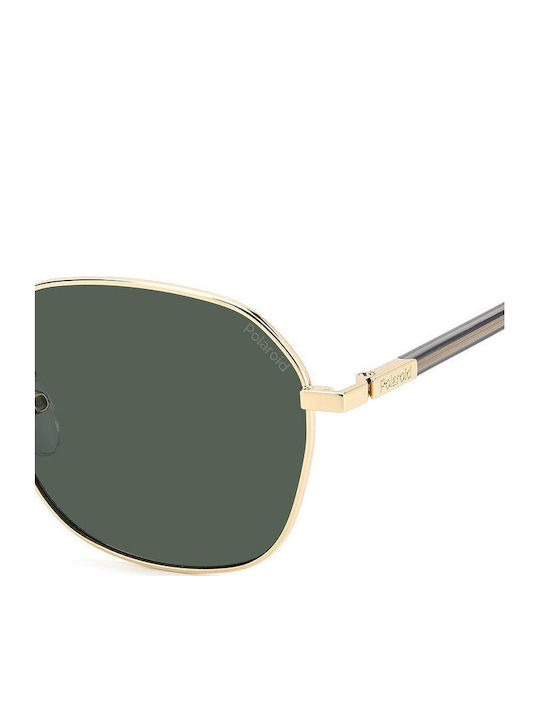 Polaroid Men's Sunglasses with Gold Metal Frame and Green Lens