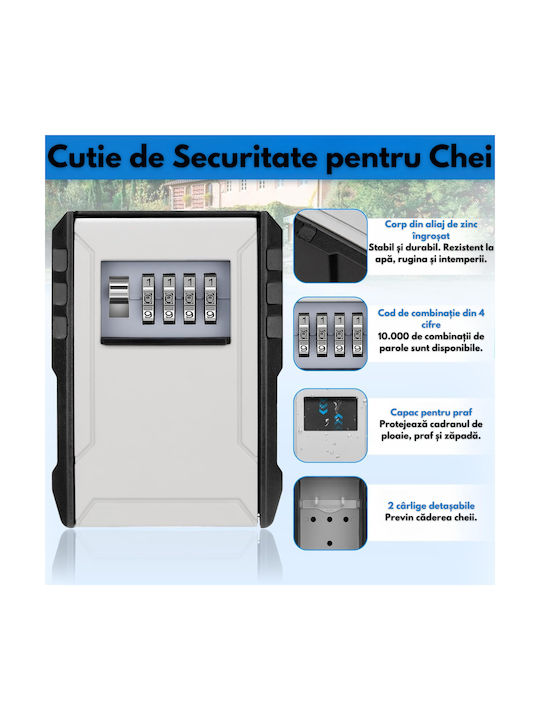 Suport De Chei Cu Combinație Metalic Cu Roată Cu Combinație 7 Compartimente 13x6.5x10cm Montare Pe Perete