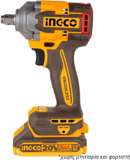 Ingco CIWLI20401 Μπουλονόκλειδο Μπαταρίας 20V Solo με Υποδοχή 1/2"